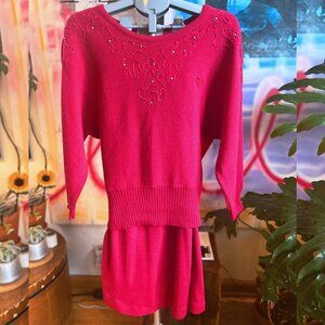 RARE Vintage Christian Dior Knit Two-Piece Sweater & Skirt Set - Size 6